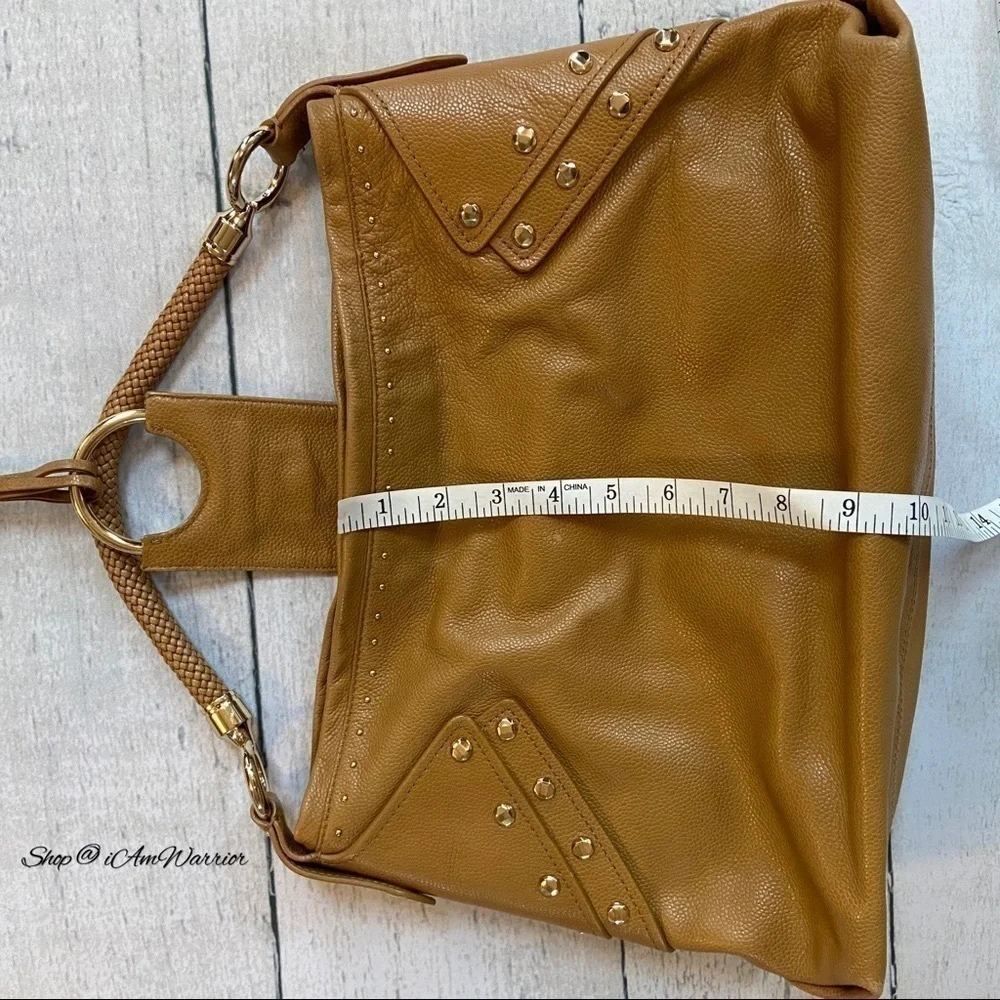 Cole Haan toffee pebble leather studded hobo bag  *shop@iamwarrior